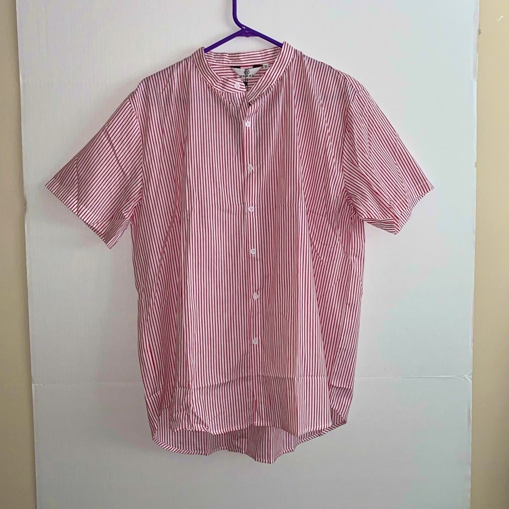 Brand New Red & White Striped Button Up